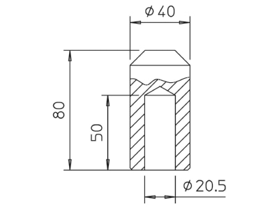 Dimensional drawing 1 OBO LE KOPF Impact head for earthing rod

