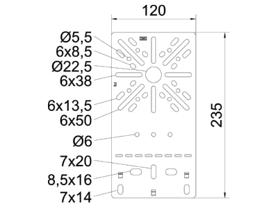 Mazeichnung 1 OBO MP FL FS Montageplatte flach