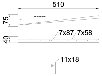 Dimensional drawing 1 OBO AW 15 51 A4 Wall  and profile console
