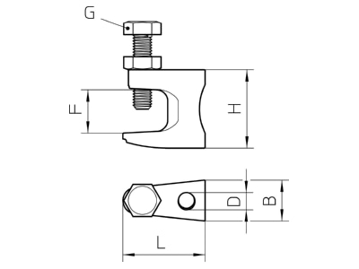 Dimensional drawing 1 OBO FL 3 TG Fixing clamp 0   26mm
