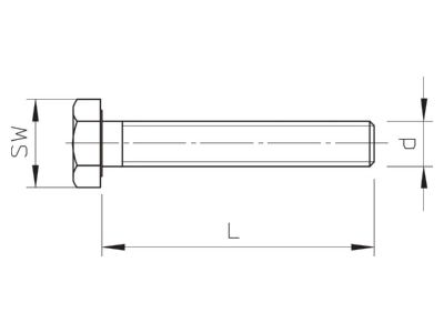Dimensional drawing 1 OBO SKS 10x40 F Hexagon head bolt M10x40mm
