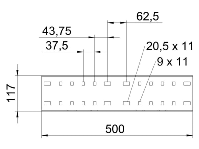 Dimensional drawing 1 OBO WRVL 110 FS Longitudinal joint for cable support
