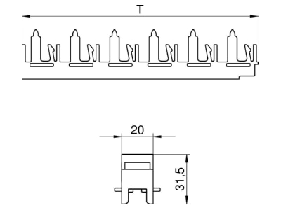 Dimensional drawing 2 OBO PV N3 300H Fin support for device mount wireway
