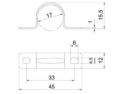 Dimensional drawing 2 OBO 605 17 G Mounting strap
