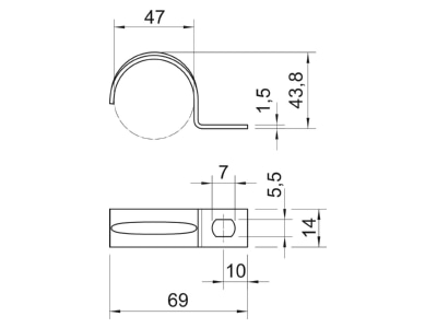 Dimensional drawing 3 OBO 604 47 G Mounting strap