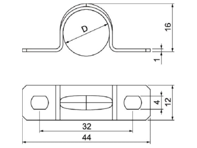 Mazeichnung 3 OBO 605 16 G Befestigungsschelle galv vz