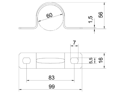 Dimensional drawing 3 OBO 605 60 G Mounting strap