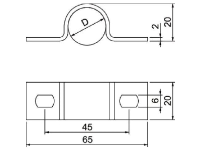 Dimensional drawing 1 OBO 823 20 FT Mounting strap 20mm
