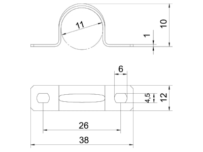 Mazeichnung 1 OBO 605 11 G Befestigungsschelle galv vz
