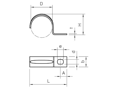Dimensional drawing 1 OBO 604 35 G Mounting strap
