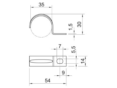 Dimensional drawing 2 OBO 604 35 G Mounting strap

