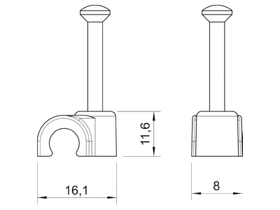 Mazeichnung 1 OBO 2009 25 LGR Iso Nagel Clip 9 0mm