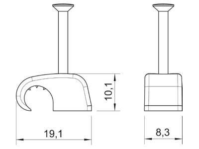 Mazeichnung 3 OBO 2026 18 LGR Haft Clip m Nagel 7 12mm L18 PP lgr