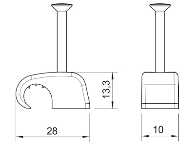 Mazeichnung 3 OBO 2027 30 LGR Haft Clip m Nagel 10 14mm L30 PP lgr