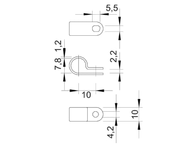 Mazeichnung 3 OBO 255 8 LGR Befestigungsschelle Iso gr