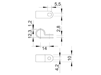 Dimensional drawing 2 OBO 255 12 5 LGR Mounting strap 12 5mm
