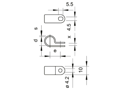 Dimensional drawing 1 OBO 255 16 LGR Mounting strap 16mm
