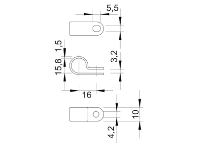 Dimensional drawing 3 OBO 255 16 LGR Mounting strap 16mm