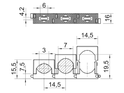 Dimensional drawing 2 OBO 2037 3 7 LGR Pressure clamp 3   7mm

