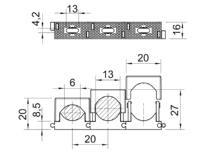 Dimensional drawing 2 OBO 2037 6 13 LGR Pressure clamp 6   13mm
