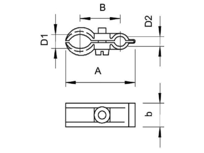 Mazeichnung 2 OBO 4024 16 23 ISO Spanndrahtschelle grau