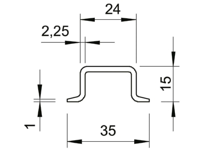 Dimensional drawing 1 OBO 2069 15 2 2 GTP Mounting rail 2000mm Steel
