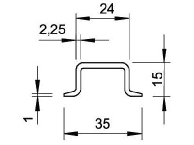 Dimensional drawing 2 OBO 2069 15 2 2 GTP Mounting rail 2000mm Steel