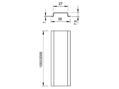 Dimensional drawing 2 OBO 2069 1M GTP Mounting rail 1000mm Steel
