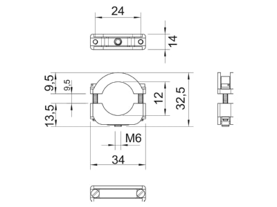 Dimensional drawing 2 OBO 3019 M6 LGR Mounting strap 6   12mm

