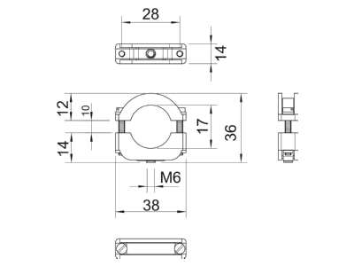 Dimensional drawing 3 OBO 3020 LGR Mounting strap 10   17mm