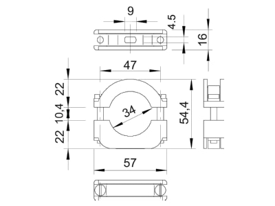 Dimensional drawing 1 OBO 3015 34 LGR Mounting strap 24   34mm
