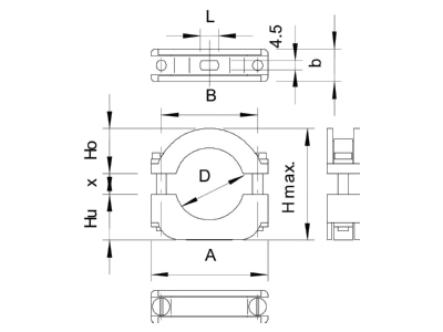 Dimensional drawing 3 OBO 3015 34 LGR Mounting strap 24   34mm