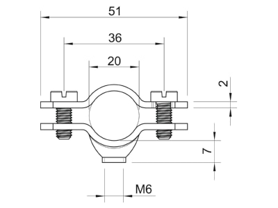 Dimensional drawing 3 OBO 731 W 20 G Mounting strap 16   20mm