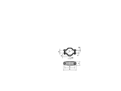 Dimensional drawing 2 OBO 2073 M6 G Mounting strap 44   60mm
