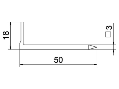Dimensional drawing 2 OBO 716 3X50 BK Hook nail 3x50mm