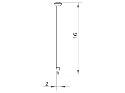 Dimensional drawing 2 OBO 362 Z 16 G Nail 2x16mm
