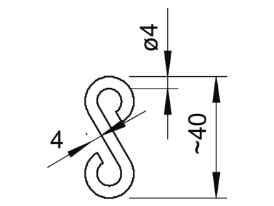 Dimensional drawing 1 OBO SH 40 G S Hook 4mm
