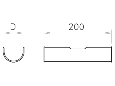 Dimensional drawing 2 OBO 2058 LW 50 Shell for cable clamp 50mm