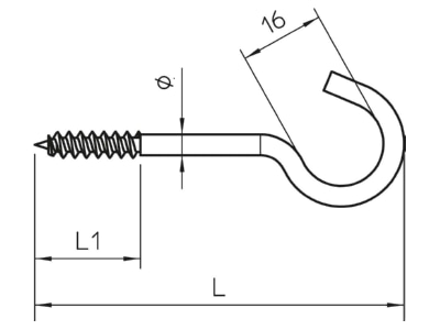 Dimensional drawing 2 OBO 915 4 3x120 G Screw hook 4 6x96mm