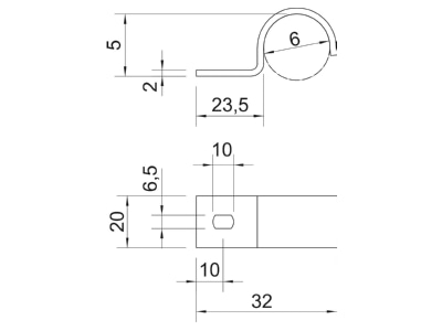 Dimensional drawing 3 OBO 822 6 FT Mounting strap 6mm
