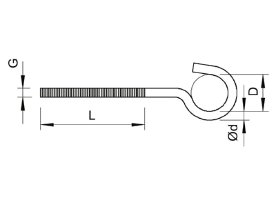 Dimensional drawing 2 OBO 867 M6X125 G Screw hook 5 2x125mm