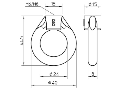 Dimensional drawing 1 OBO 2085 M8 G Lifting eye nut M8
