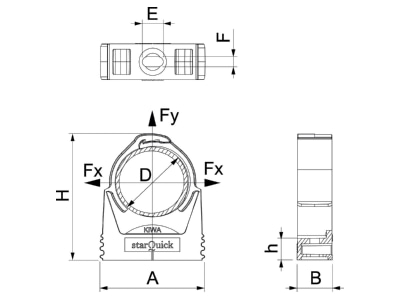 Dimensional drawing 2 OBO SQ 12 LGR Tube clamp 11 5   15mm
