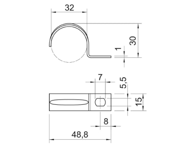 Mazeichnung 3 OBO 604 32 G Befestigungsschelle galv vz
