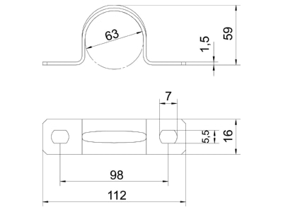 Mazeichnung 2 OBO 605 63 G Befestigungsschelle galv vz