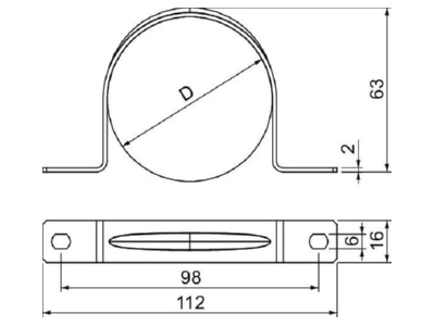 Mazeichnung 3 OBO 605 63 G Befestigungsschelle galv vz