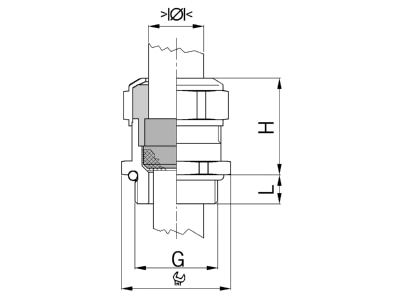 Dimensional drawing Kaiser 1080 21 190 Cable gland PG21