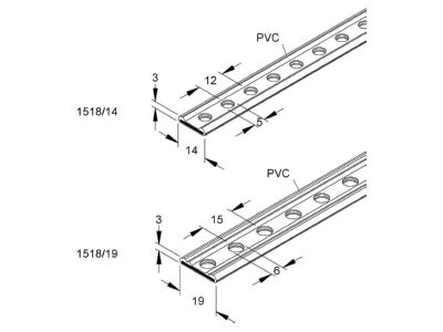 Dimensional drawing Kleinhuis 1518 14  VE10m  Installation strap 14mm 1518 14  quantity  10m 