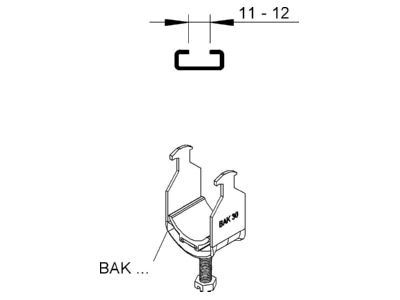Dimensional drawing Niedax BAK 34 Cable clamp for strut 28   34mm