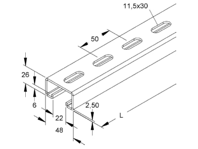 Mazeichnung Niedax 2991 3 FL Ankerschiene
